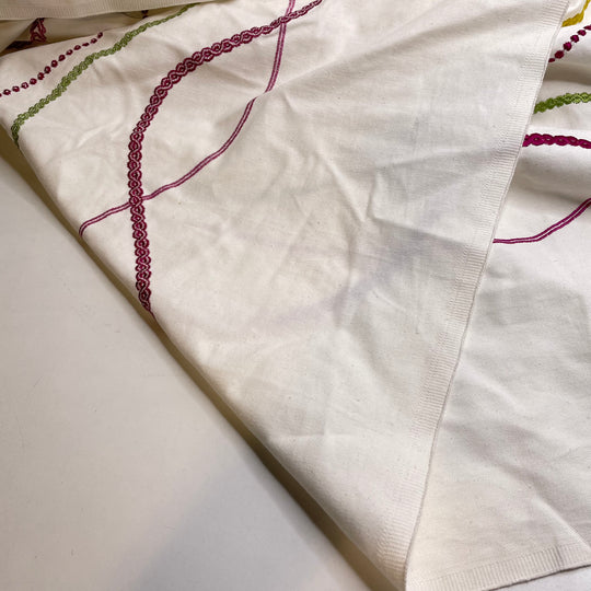 Koyaanisqatsi - Embroidered Twill Weave Cotton Woven - White Multi Abstract - 2.2M Bundle