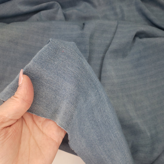 Blue Cheese Charcuterie  - Hemp Knit - Blue - 1/2 Meter - FABCYCLE Deadstock and Sustainble Fabrics and Sewing Supplies (4670717558897)