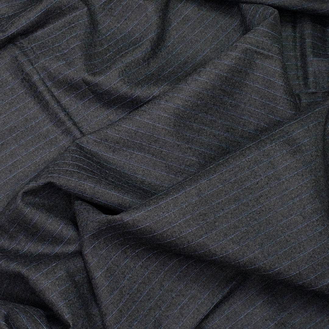 Premium Charcoal Flames - Wool Woven - Grey Pinstripe - 0.92M Bundle - FABCYCLE Deadstock and Sustainble Fabrics and Sewing Supplies (4670197530737)