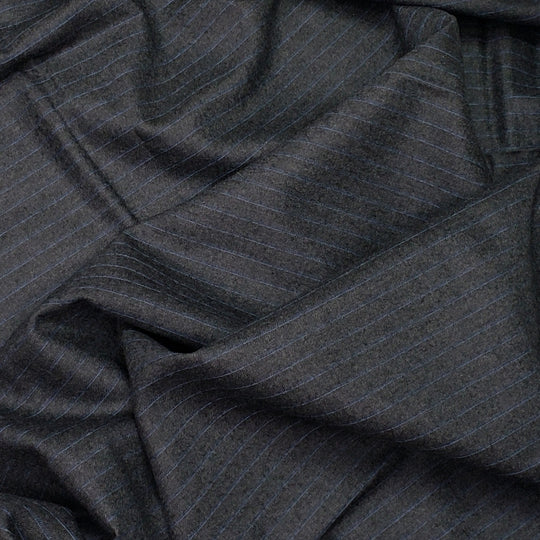 Premium Charcoal Flames - Wool Woven - Grey Pinstripe - 0.92M Bundle - FABCYCLE Deadstock and Sustainble Fabrics and Sewing Supplies (4670197530737)
