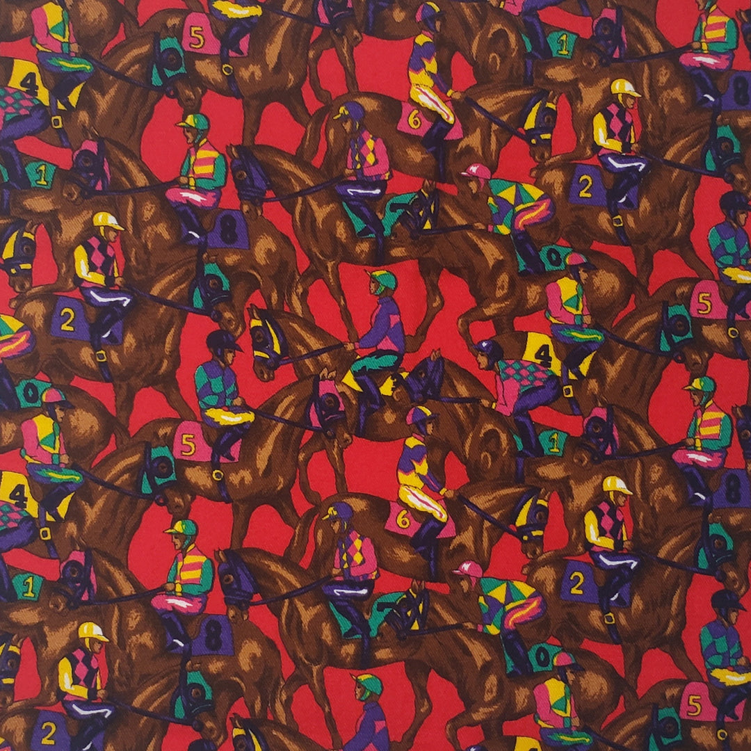 Off To The Races - Cotton Woven - Red Multi Horse And Jockey - 3.5M Bundle - FABCYCLE Deadstock and Sustainble Fabrics and Sewing Supplies (4671178965105)