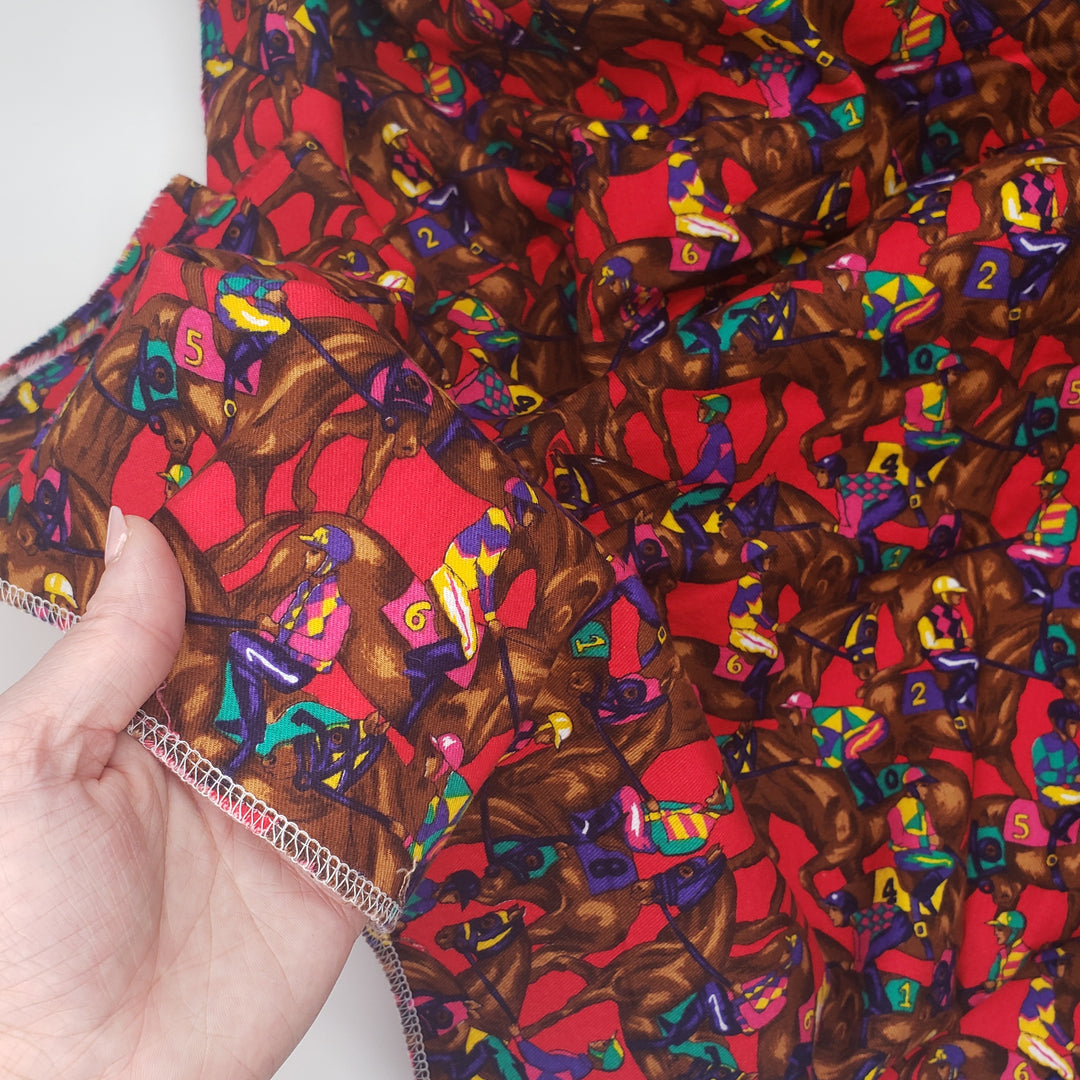 Off To The Races - Cotton Woven - Red Multi Horse And Jockey - 3.5M Bundle - FABCYCLE Deadstock and Sustainble Fabrics and Sewing Supplies (4671178965105)