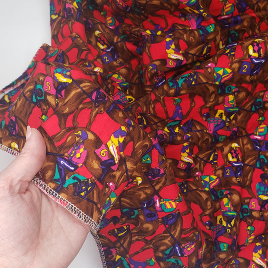 Off To The Races - Cotton Woven - Red Multi Horse And Jockey - 3.5M Bundle - FABCYCLE Deadstock and Sustainble Fabrics and Sewing Supplies (4671178965105)