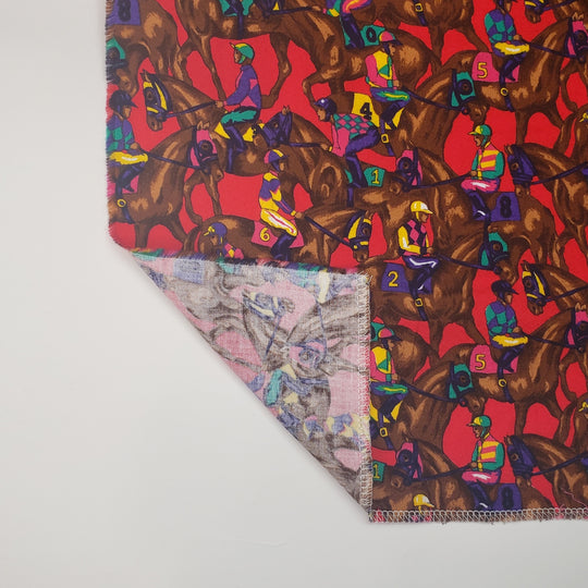Off To The Races - Cotton Woven - Red Multi Horse And Jockey - 3.5M Bundle - FABCYCLE Deadstock and Sustainble Fabrics and Sewing Supplies (4671178965105)