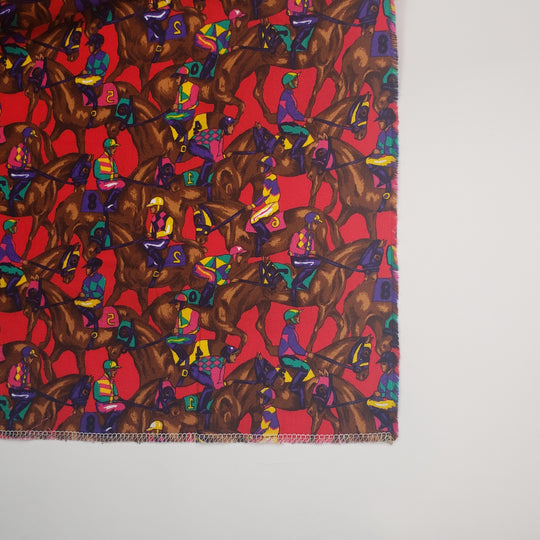 Off To The Races - Cotton Woven - Red Multi Horse And Jockey - 3.5M Bundle - FABCYCLE Deadstock and Sustainble Fabrics and Sewing Supplies (4671178965105)