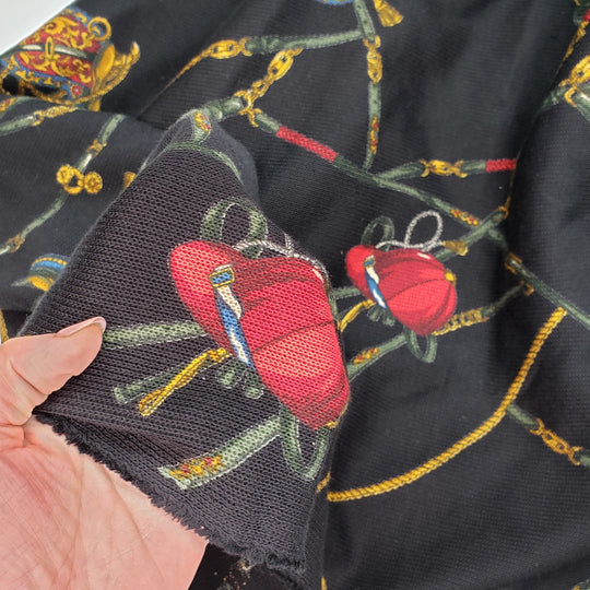 A Sweater For Sea Biscuit - Cotton Knit - Black Multi Horse Bridles Jockey Hats - 3M Bundle - FABCYCLE Deadstock and Sustainble Fabrics and Sewing Supplies (4671187812465)