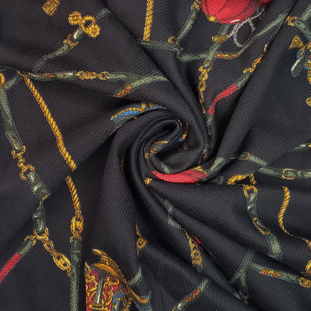 A Sweater For Sea Biscuit - Cotton Knit - Black Multi Horse Bridles Jockey Hats - 3M Bundle - FABCYCLE Deadstock and Sustainble Fabrics and Sewing Supplies (4671187812465)