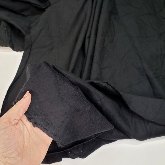 A Walk Home - Bamboo/Cotton Jersey Fleece Knit - Black - 0.5M Bundle - FABCYCLE Deadstock and Sustainble Fabrics and Sewing Supplies (4671894421617)
