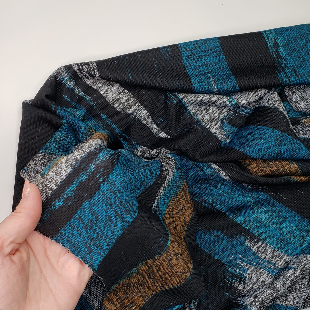Treasure Under Water - Poly/Cotton Knit - Blue Multi Paint Strokes - 1M Bundle - FABCYCLE Deadstock and Sustainble Fabrics and Sewing Supplies (6536077639793)