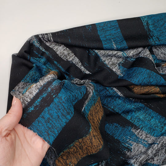 Treasure Under Water - Poly/Cotton Knit - Blue Multi Paint Strokes - 1M Bundle - FABCYCLE Deadstock and Sustainble Fabrics and Sewing Supplies (6536077639793)