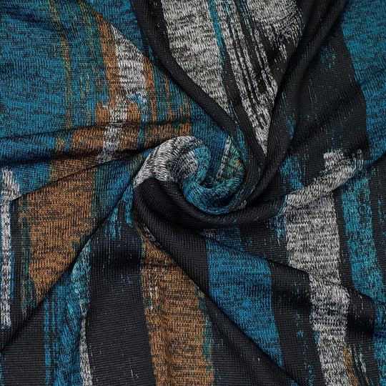 Treasure Under Water - Poly/Cotton Knit - Blue Multi Paint Strokes - 1M Bundle - FABCYCLE Deadstock and Sustainble Fabrics and Sewing Supplies (6536077639793)