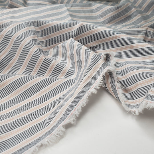 The Cruise Line - Cotton Woven - White Multi Stripes - 0.75M Bundle - FABCYCLE Deadstock and Sustainble Fabrics and Sewing Supplies (6544895311985)