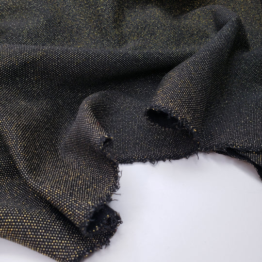 Golden Starry Night Sky - Poly Knit - Black - 0.7M Bundle - FABCYCLE Deadstock and Sustainble Fabrics and Sewing Supplies (6551934468209)