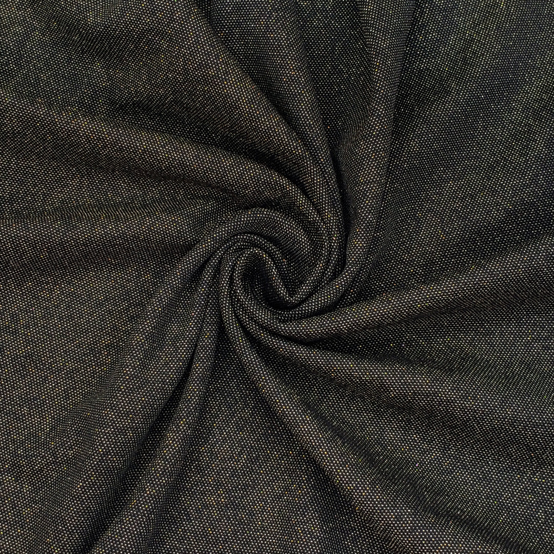 Golden Starry Night Sky - Poly Knit - Black - 0.7M Bundle - FABCYCLE Deadstock and Sustainble Fabrics and Sewing Supplies (6551934468209)