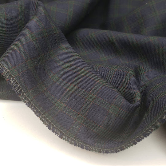 Bossy Pants - Wool Woven - Blue/Green Plaid - 1M Bundle - FABCYCLE Deadstock and Sustainble Fabrics and Sewing Supplies (6555721072753)