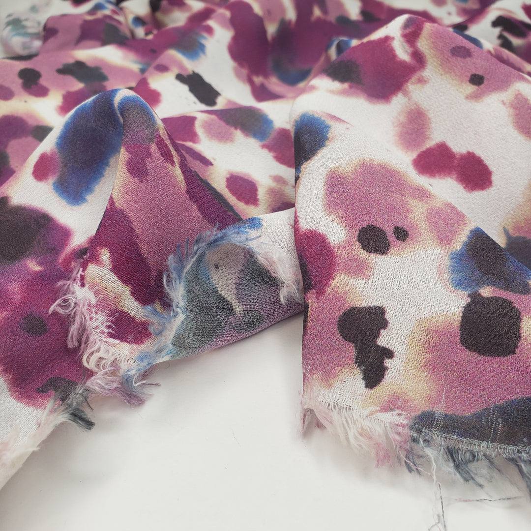 Tie-dye Easter Eggs - Poly Woven - White/Purple Abstract - 1/2 Meter - FABCYCLE Deadstock and Sustainble Fabrics and Sewing Supplies (6561124548721)