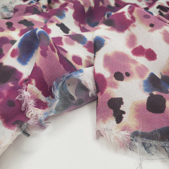 Tie-dye Easter Eggs - Poly Woven - White/Purple Abstract - 1/2 Meter - FABCYCLE Deadstock and Sustainble Fabrics and Sewing Supplies (6561124548721)