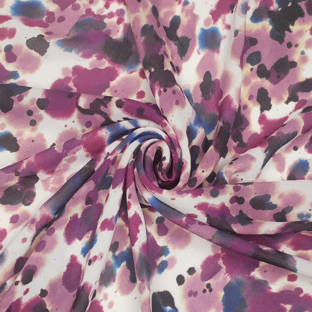 Tie-dye Easter Eggs - Poly Woven - White/Purple Abstract - 1/2 Meter - FABCYCLE Deadstock and Sustainble Fabrics and Sewing Supplies (6561124548721)