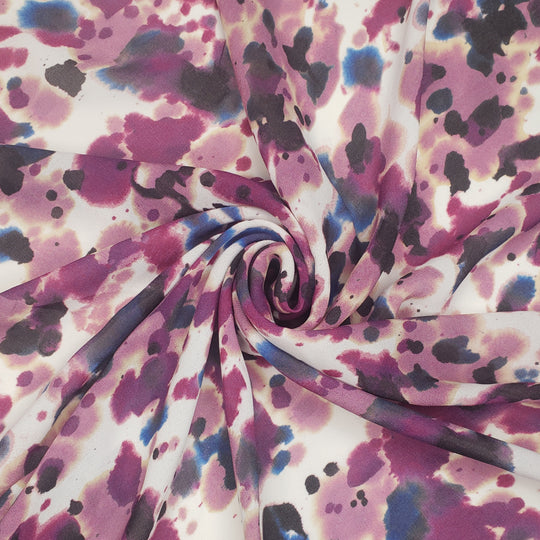Tie-dye Easter Eggs - Poly Woven - White/Purple Abstract - 1/2 Meter - FABCYCLE Deadstock and Sustainble Fabrics and Sewing Supplies (6561124548721)