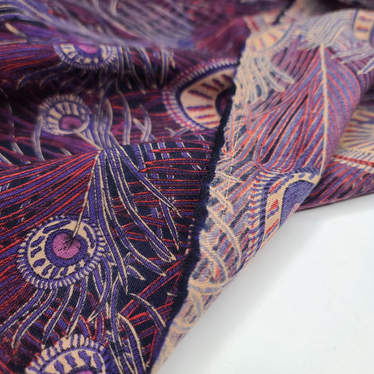 UNBOXING - Purple Peacock - Wool/Acrylic Woven - Purple Multi Peacock Feathers - 2M Bundle - FABCYCLE Deadstock and Sustainble Fabrics and Sewing Supplies (6556427649137)