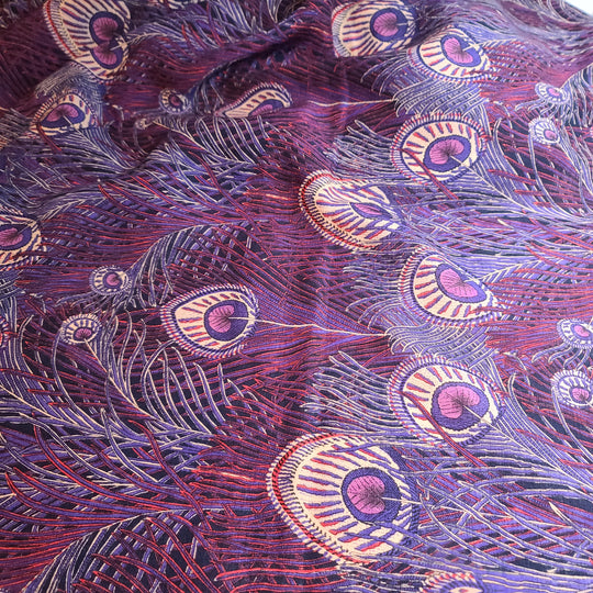 UNBOXING - Purple Peacock - Wool/Acrylic Woven - Purple Multi Peacock Feathers - 2M Bundle - FABCYCLE Deadstock and Sustainble Fabrics and Sewing Supplies (6556427649137)