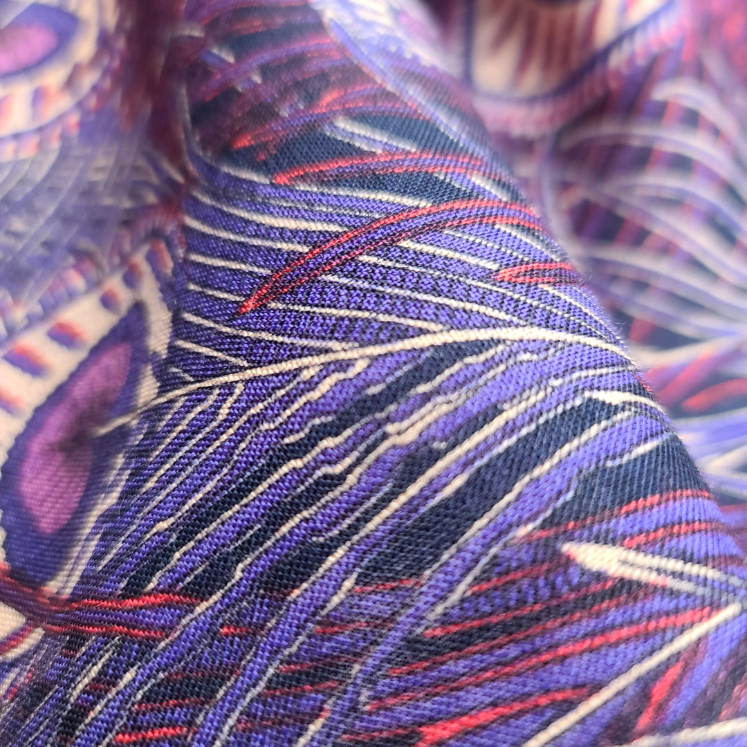 UNBOXING - Purple Peacock - Wool/Acrylic Woven - Purple Multi Peacock Feathers - 2M Bundle - FABCYCLE Deadstock and Sustainble Fabrics and Sewing Supplies (6556427649137)