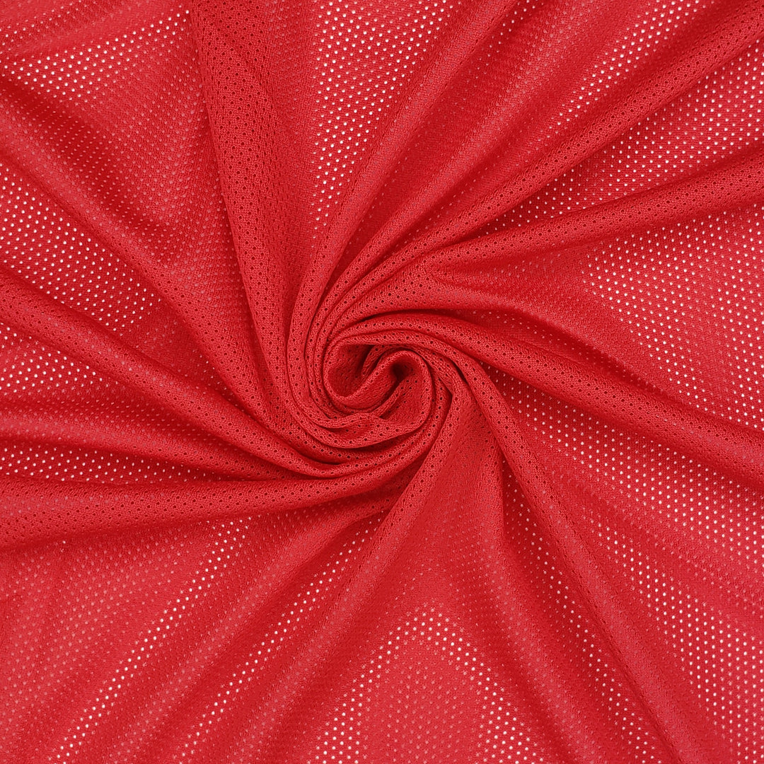 B Ball Baller - Sport Mesh Poly Knit - Red - 1/2 Meter - FABCYCLE Deadstock and Sustainble Fabrics and Sewing Supplies (6565283922033)