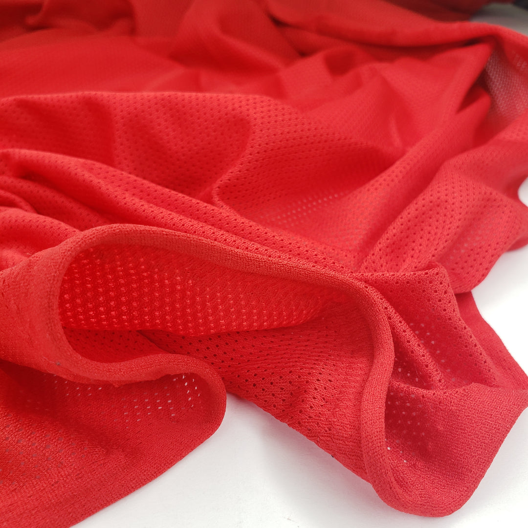 B Ball Baller - Sport Mesh Poly Knit - Red - 1/2 Meter - FABCYCLE Deadstock and Sustainble Fabrics and Sewing Supplies (6565283922033)