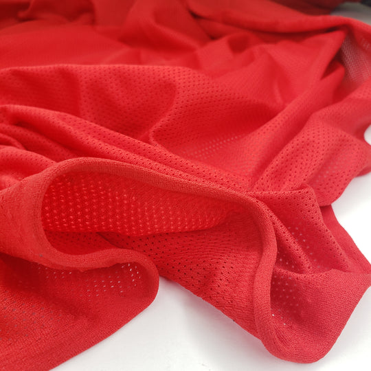 B Ball Baller - Sport Mesh Poly Knit - Red - 1/2 Meter - FABCYCLE Deadstock and Sustainble Fabrics and Sewing Supplies (6565283922033)