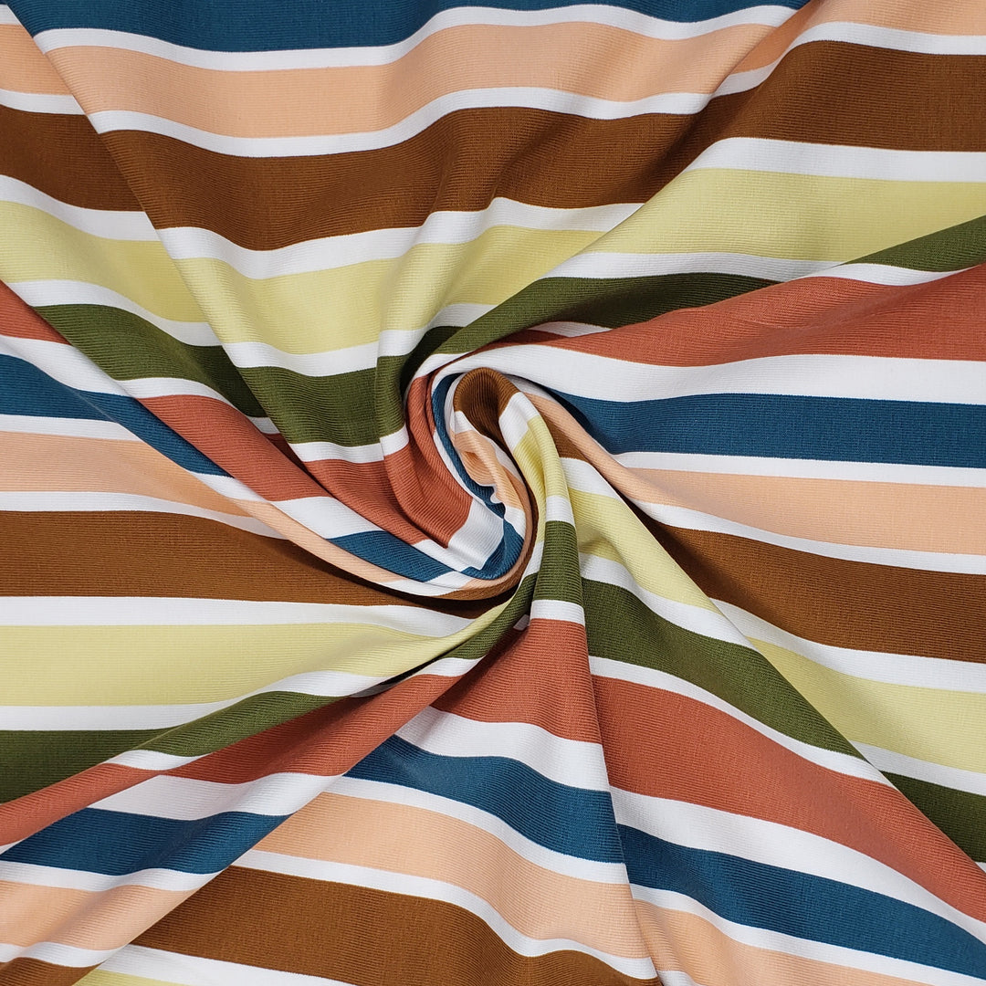 80's Folding Beach Chair - Cotton/Spandex Knit - Multi Stripes - 1/2 Meter - FABCYCLE Deadstock and Sustainble Fabrics and Sewing Supplies (6566976815217)