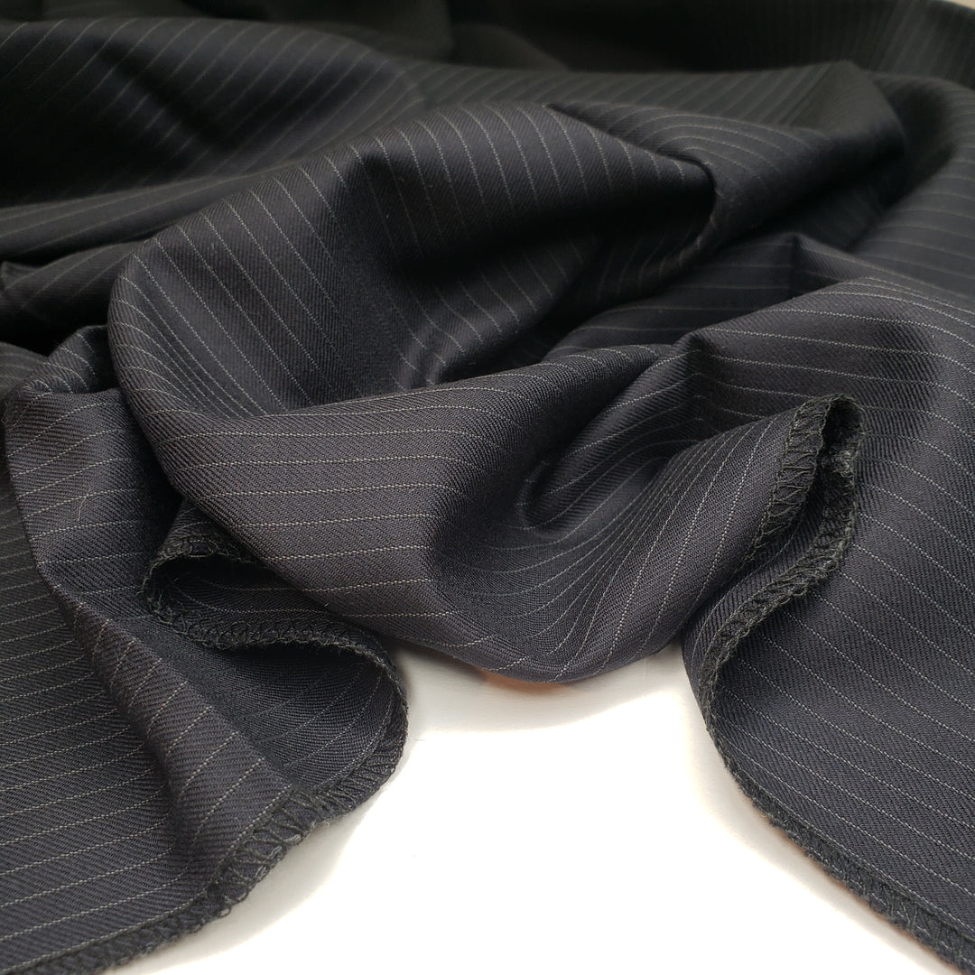 Guest Star - Pinstripe Australian Marino Wool Woven - Navy Pinstripe - 1.15M Bundle - FABCYCLE Deadstock and Sustainble Fabrics and Sewing Supplies (6568379252849)