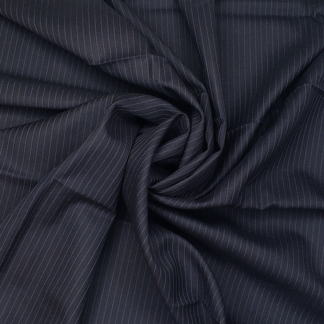 Guest Star - Pinstripe Australian Marino Wool Woven - Navy Pinstripe - 1.15M Bundle - FABCYCLE Deadstock and Sustainble Fabrics and Sewing Supplies (6568379252849)