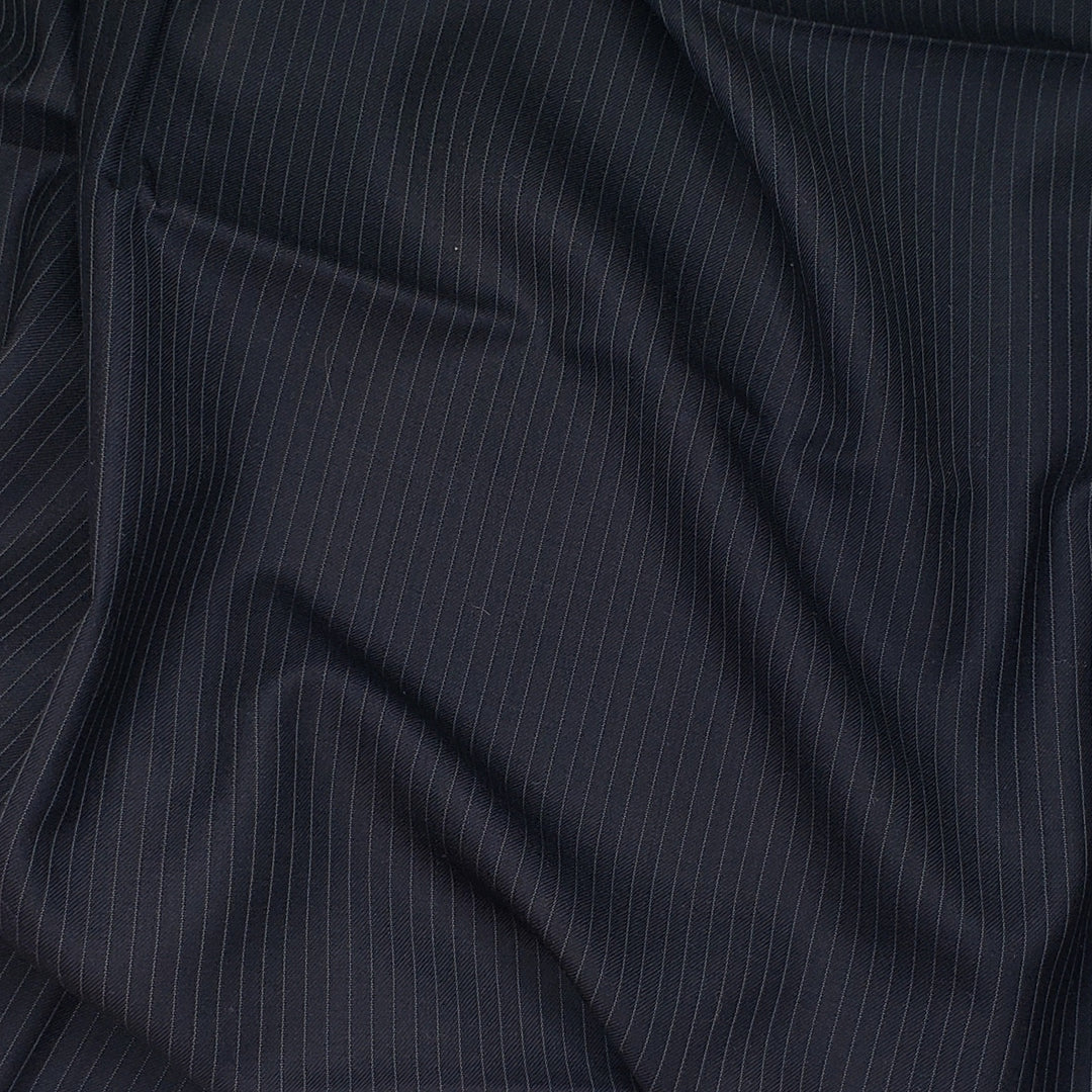 Guest Star - Pinstripe Australian Marino Wool Woven - Navy Pinstripe - 1.15M Bundle - FABCYCLE Deadstock and Sustainble Fabrics and Sewing Supplies (6568379252849)