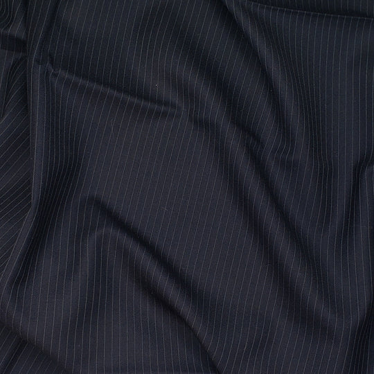 Guest Star - Pinstripe Australian Marino Wool Woven - Navy Pinstripe - 1.15M Bundle - FABCYCLE Deadstock and Sustainble Fabrics and Sewing Supplies (6568379252849)