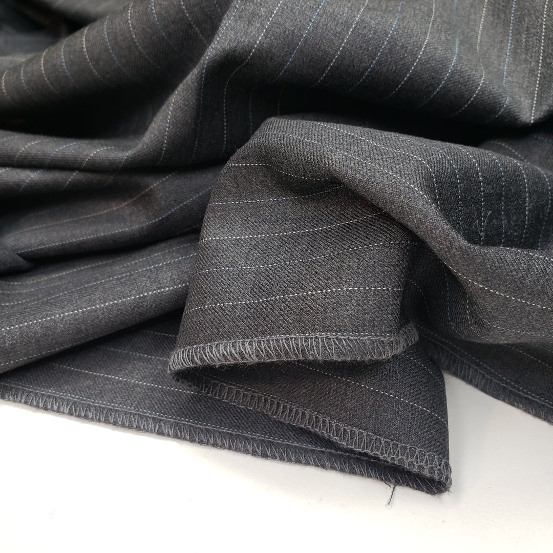 Formal Trousers - Pinstripe Wool Woven - Grey Pinstripe - 1.4M Bundle - FABCYCLE Deadstock and Sustainble Fabrics and Sewing Supplies (6568368898161)