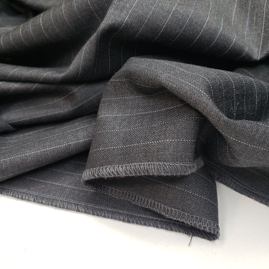 Formal Trousers - Pinstripe Wool Woven - Grey Pinstripe - 1.4M Bundle - FABCYCLE Deadstock and Sustainble Fabrics and Sewing Supplies (6568368898161)