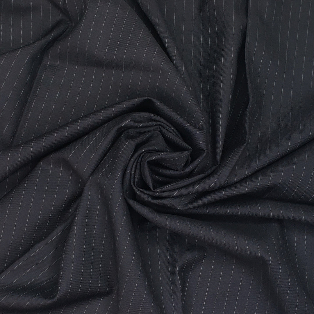 Luxury Coal Stripes - Twill pinstripe Wool Woven - Black Pinstripe - Bundles - FABCYCLE Deadstock and Sustainble Fabrics and Sewing Supplies (6568401174641)