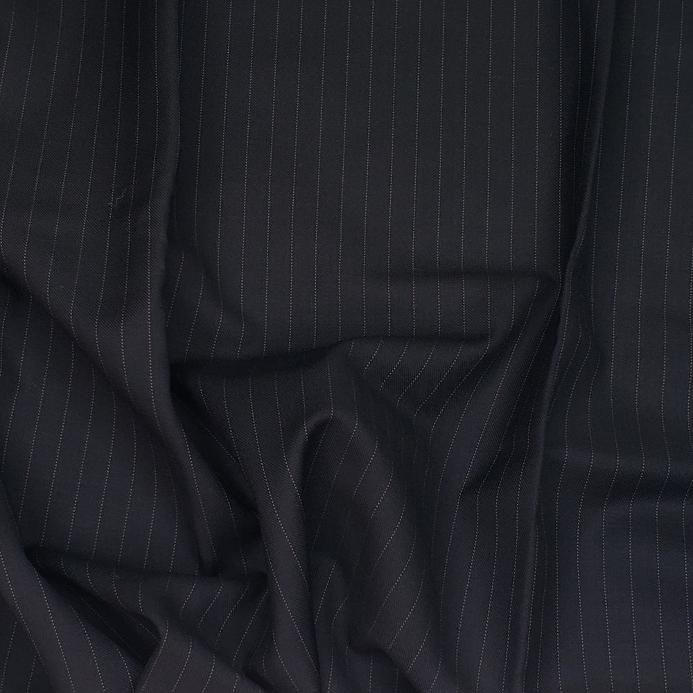 Luxury Coal Stripes - Twill pinstripe Wool Woven - Black Pinstripe - Bundles - FABCYCLE Deadstock and Sustainble Fabrics and Sewing Supplies (6568401174641)
