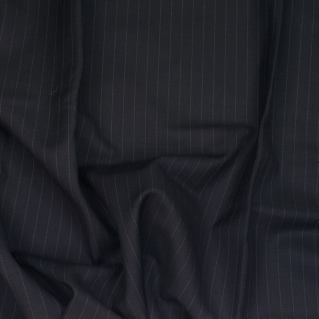 Luxury Coal Stripes - Twill pinstripe Wool Woven - Black Pinstripe - Bundles - FABCYCLE Deadstock and Sustainble Fabrics and Sewing Supplies (6568401174641)