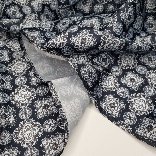 Now That Is A Fancy Pattern - Plain Weave Poly Woven - Navy Multi Geometric - 1.15M Bundle - FABCYCLE Deadstock and Sustainble Fabrics and Sewing Supplies (6568413757553)