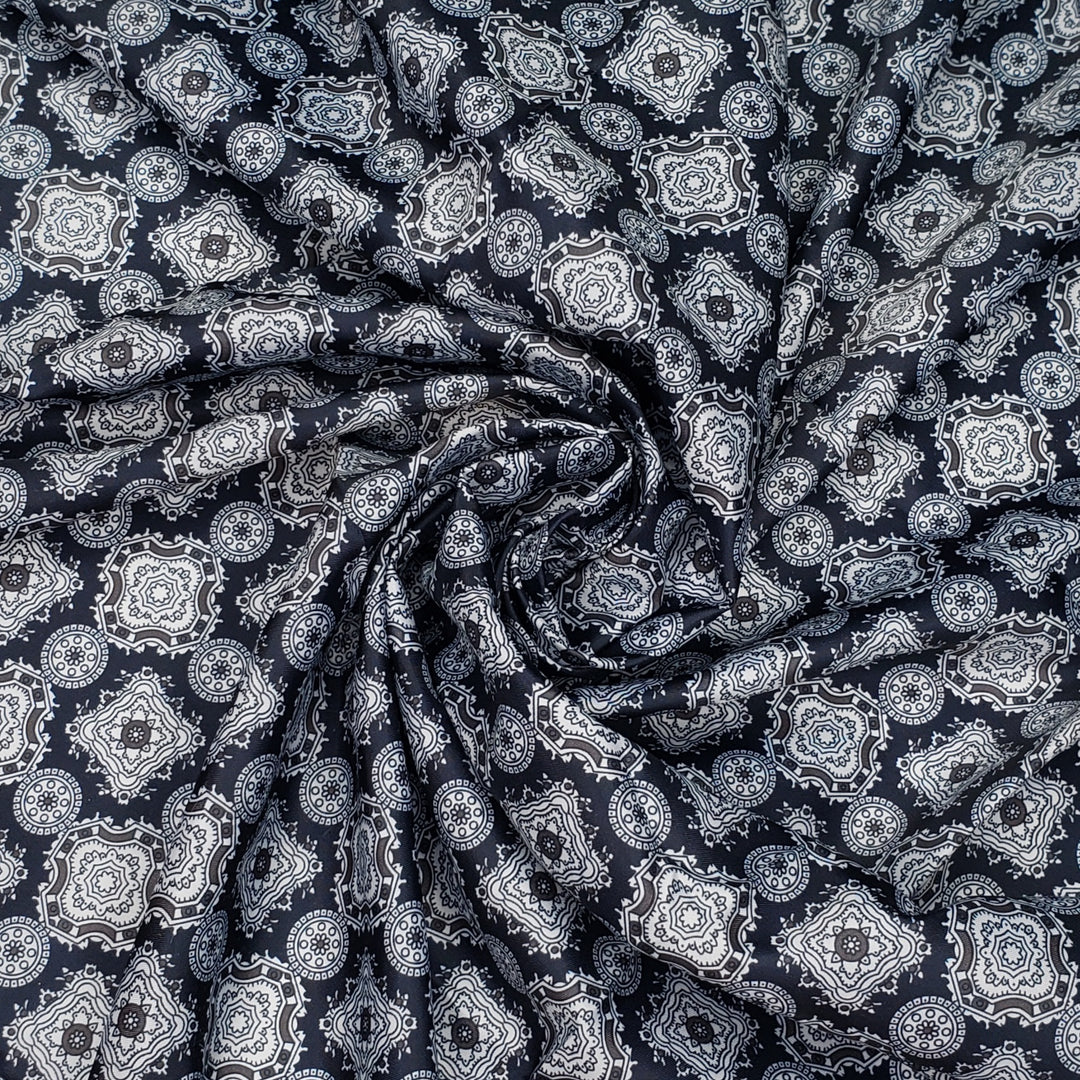 Now That Is A Fancy Pattern - Plain Weave Poly Woven - Navy Multi Geometric - 1.15M Bundle - FABCYCLE Deadstock and Sustainble Fabrics and Sewing Supplies (6568413757553)