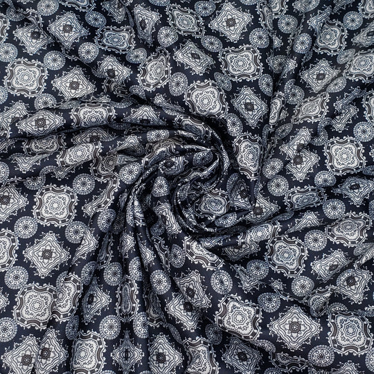 Now That Is A Fancy Pattern - Plain Weave Poly Woven - Navy Multi Geometric - 1.15M Bundle - FABCYCLE Deadstock and Sustainble Fabrics and Sewing Supplies (6568413757553)