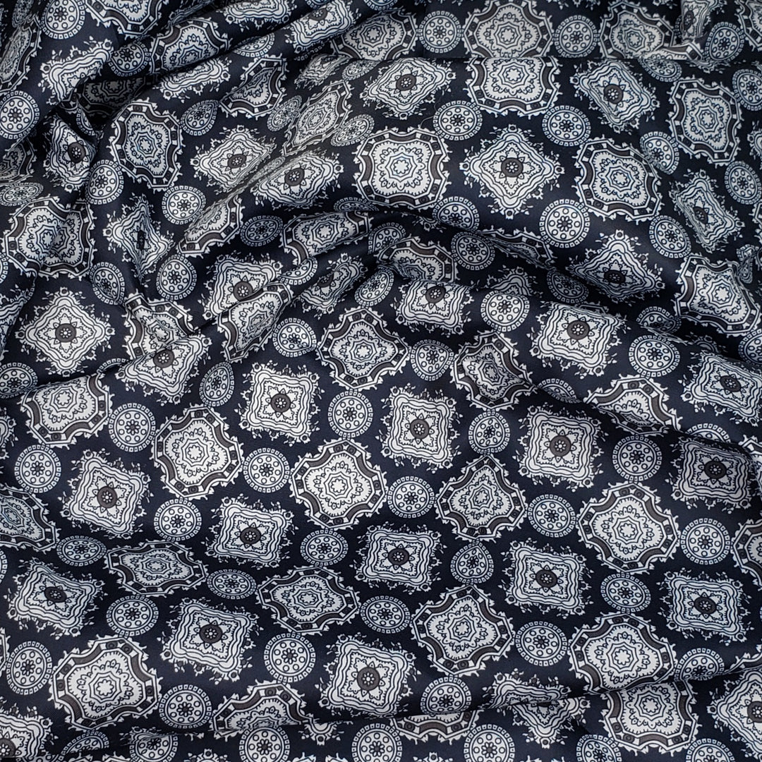 Now That Is A Fancy Pattern - Plain Weave Poly Woven - Navy Multi Geometric - 1.15M Bundle - FABCYCLE Deadstock and Sustainble Fabrics and Sewing Supplies (6568413757553)