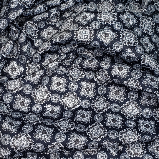 Now That Is A Fancy Pattern - Plain Weave Poly Woven - Navy Multi Geometric - 1.15M Bundle - FABCYCLE Deadstock and Sustainble Fabrics and Sewing Supplies (6568413757553)