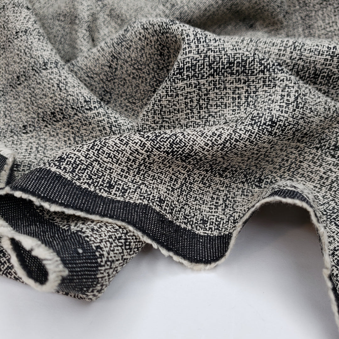 Tunnel Static - Poly/Cotton Woven - White/Black Abstract - 2.25M Bundle - FABCYCLE Deadstock and Sustainble Fabrics and Sewing Supplies (6568740683889)