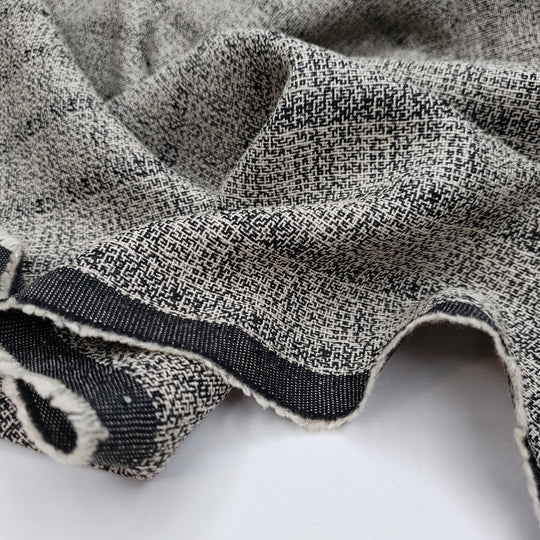 Tunnel Static - Poly/Cotton Woven - White/Black Abstract - 2.25M Bundle - FABCYCLE Deadstock and Sustainble Fabrics and Sewing Supplies (6568740683889)