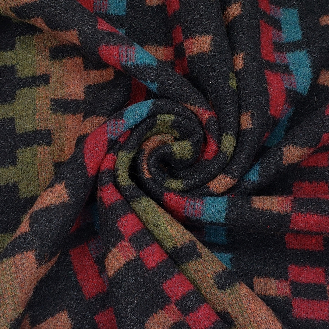 Getting Cozy Together - Acrylic Woven - Black Multi Geometric - 3M Bundle - FABCYCLE Deadstock and Sustainble Fabrics and Sewing Supplies (6568739733617)