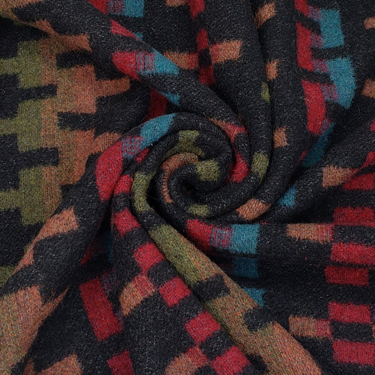Getting Cozy Together - Acrylic Woven - Black Multi Geometric - 3M Bundle - FABCYCLE Deadstock and Sustainble Fabrics and Sewing Supplies (6568739733617)