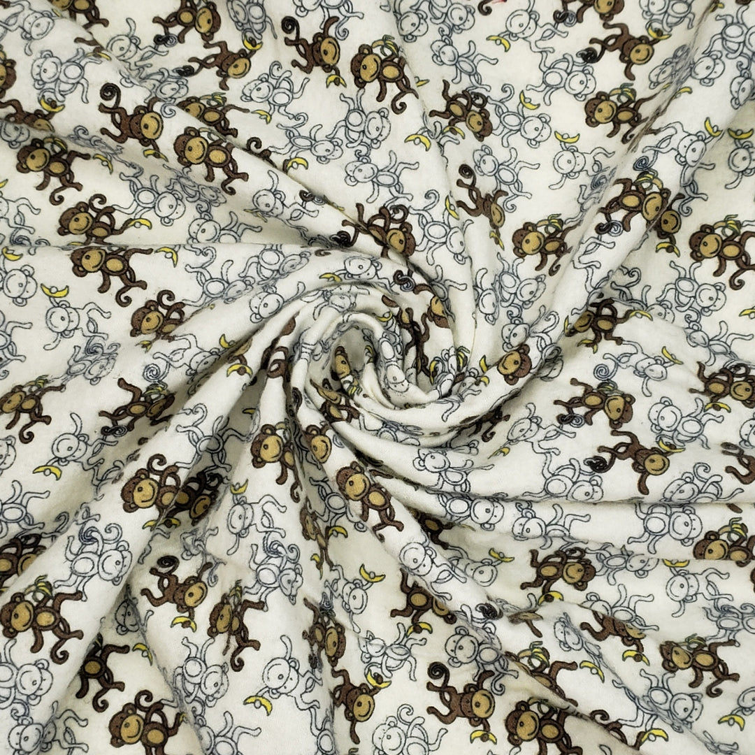 Monkey Party - Flanelette Cotton Woven - Cream Multi Monkeys - 3.15M Bundle - FABCYCLE Deadstock and Sustainble Fabrics and Sewing Supplies (6568449146993)