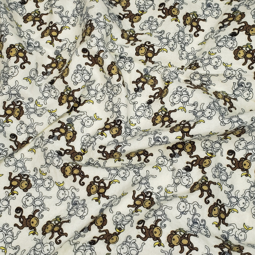 Monkey Party - Flanelette Cotton Woven - Cream Multi Monkeys - 3.15M Bundle - FABCYCLE Deadstock and Sustainble Fabrics and Sewing Supplies (6568449146993)